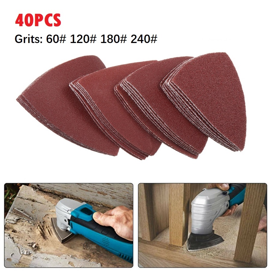 Heavy Equipment And Machinery - 40pc Triangle Sandpaper 60/120/180/240Grit Hook AndLoop