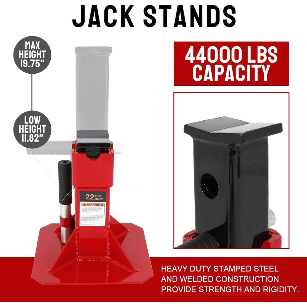 Pair of 22 Ton Heavy Duty Pin- – обзор и цена Heavy Equipment Jack Stands